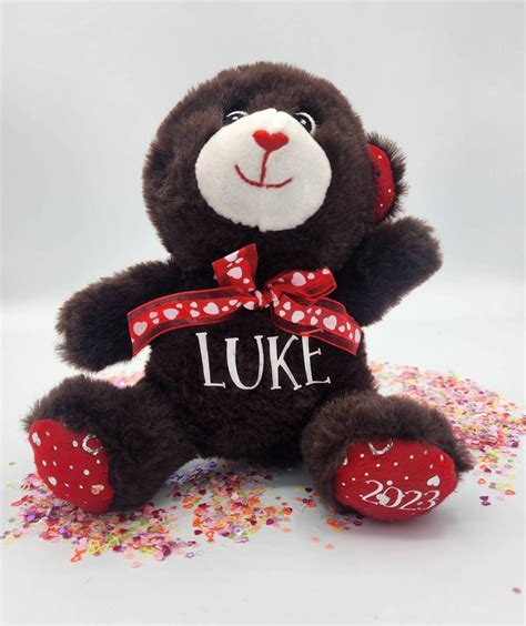 Personalized Valentine Plush Teddy Bear, Personalized Valentine Stuffed Bear, Personalized ...