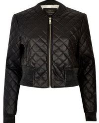 Black Quilted Leather Bomber Jackets for Women | Lookastic