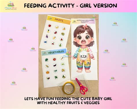 Feeding Printable Activity, Girl Version, Fine Motor Skills for Toddler, Playschool, Preschool ...