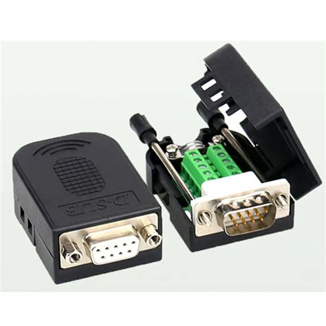 DB9 Welding free Male Plug Female Socket Buckle Shell Kit RS232 9 Pin Serial Port Connector ...