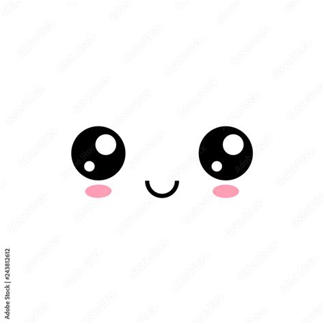 Happy Kawaii Face, Cute Japanese Emoji Stock Vector | Adobe Stock