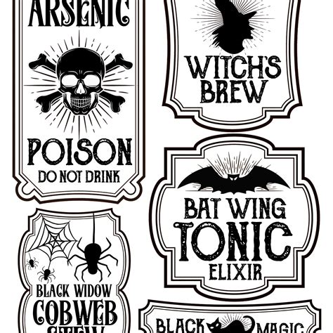 Halloween Bottle Labels - Free Printables - Potions Labels