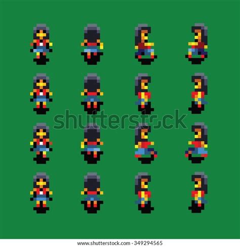 Girl Pixel Art Walk Animation Vector Stock Vector (Royalty Free) 349294565