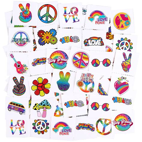 Buy ADXCO 144 Pieces Hippie Tattoos Stickers Hippie Assorted Groovy ...