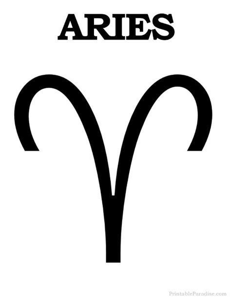 Printable Aries Zodiac Sign - Aries Symbol for Body Art