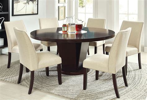 60 Inch Rees Espresso Round Dining Table with Lazy Susan