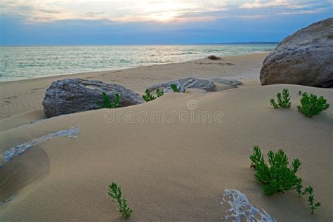 Coast of the Sea at Sunset. on the Shore of the Caspian Sea. Stock ...