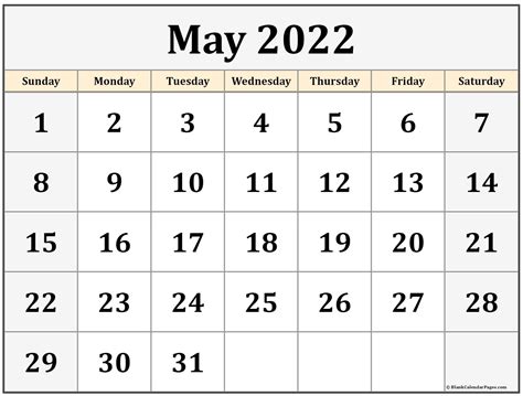 May Calendar Form Free Printable - Printable Forms Free Online