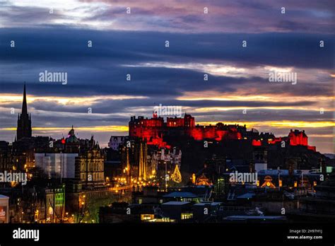 A scenic sunset in Edinburgh, Scotland, the United Kingdom Stock Photo ...