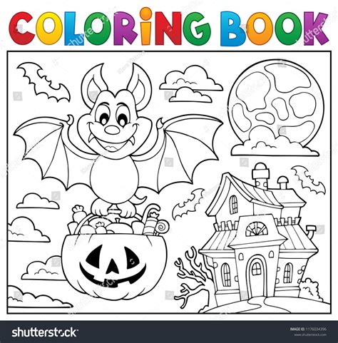 Coloring Book Halloween Bat Theme 2 Stock Vector (Royalty Free ...