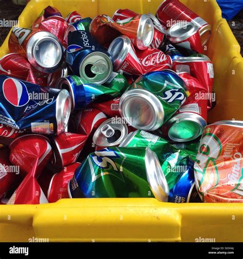 Soda cans in recycling bin Stock Photo: 309866106 - Alamy