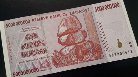 Rare 5 Billion Dollars Banknote from Zimbabwe - YouTube