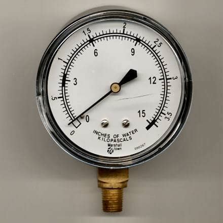 Gauge Water Column Gas Pressure 0-15 1/4