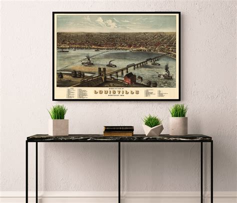 Louisville Poster Vintage Panoramic City Map of Louisville kentucky ...