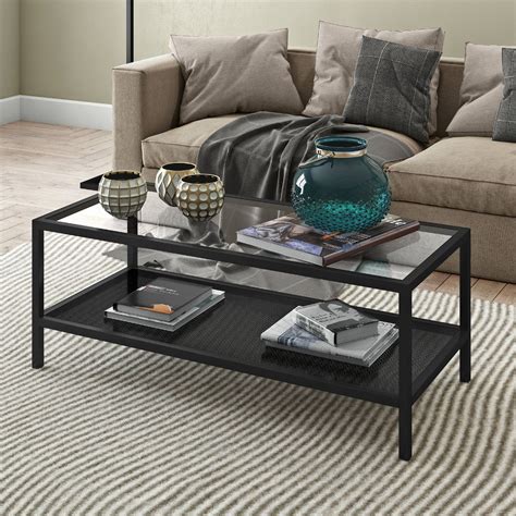 Evelyn&Zoe Contemporary Metal Coffee Table with Glass Top - Walmart.com ...