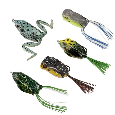 RUNCL Topwater Frog Lures , Soft Fishing Lure Kit with Tackle Box for Bass Pike Snakehead ...