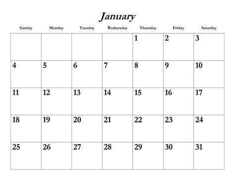 January 2015 Calendar Template Free Stock Photo - Public Domain Pictures