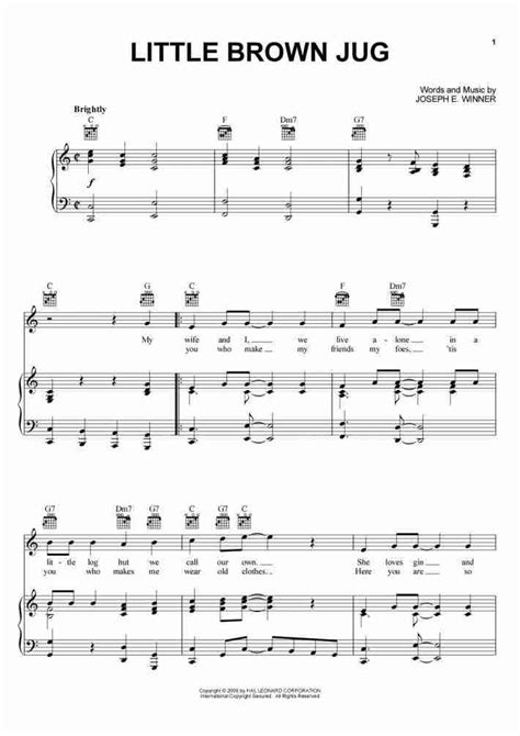 Little Brown Jug Piano Sheet Music | OnlinePianist