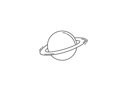 the planet saturn drawn in one line on a white background with space and stars around it