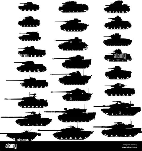 Detailed Vector Illustration Of Tanks Silhouette Stock Photo - Alamy