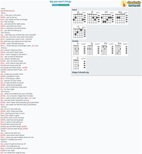 Chord: Say you won't let go - tab, song lyric, sheet, guitar, ukulele | chords.vip