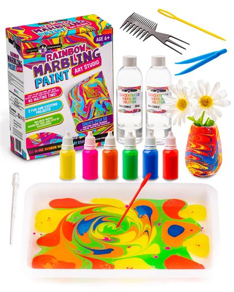 Buy Original StationeryRainbow Marbling Kit for Kids, to Make Marble Art and Craft Kids Will ...