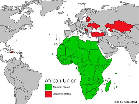 African Union member (green) and observer (red) states [OC] [708 x 532 ...