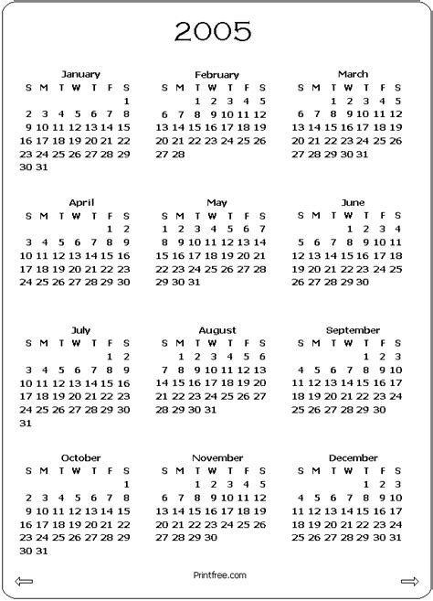 2005 Calendar