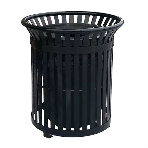 Paris 34 Gal. Black Steel Outdoor Trash Can with Steel Lid and Plastic Liner | The Home Depot Canada