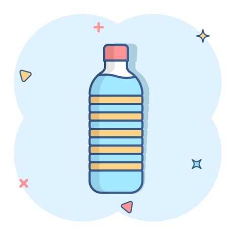 Premium Vector | Water bottle icon in comic style plastic soda bottle ...