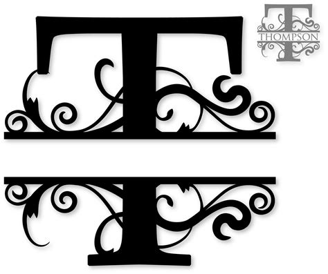 "T" Split Monogram | Cricut monogram, Free monogram fonts, Free monogram designs