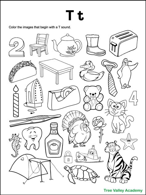 Letter T Sound Worksheets - Tree Valley Academy