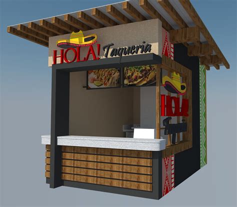 food stall design 3D sketchup downloadable complete concept | Food stall design, Stall designs ...