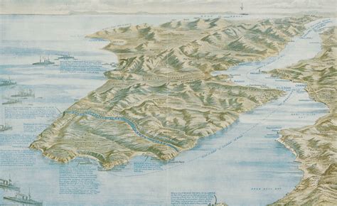 Graphic map of the Gallipoli campaign, drawn by G.F. Morrell in 1915 | Map, Gallipoli campaign ...