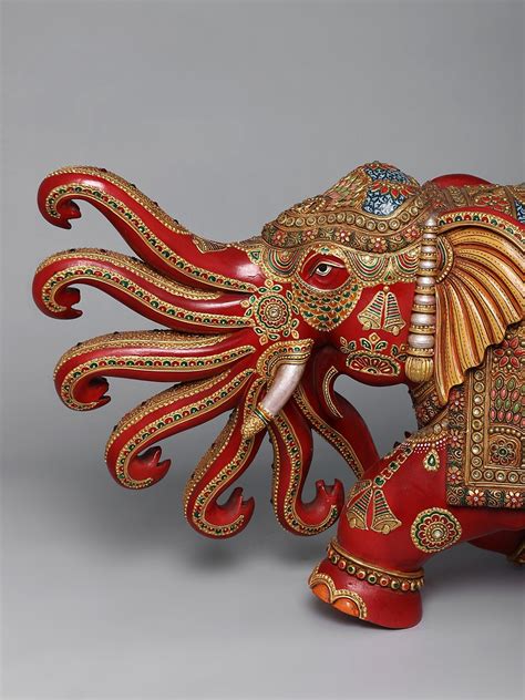 25" Wooden Airavat (Elephant of Indra) | Exotic India Art