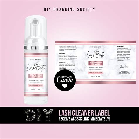 Eyelash Cleanser Foam Bottle Label Lash Bath Labels DIY Lash - Etsy | Eyelash cleanser, Cosmetic ...