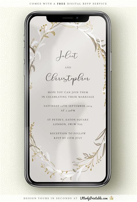 Electronic Wedding Invitation ”Metallic Wreath“ (Digital We… | Digital invitations wedding ...