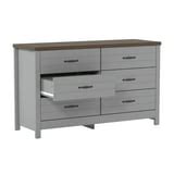 Lancaster Farmhouse Oak Top 6-Drawer Dresser, Gray, by Hillsdale Living ...