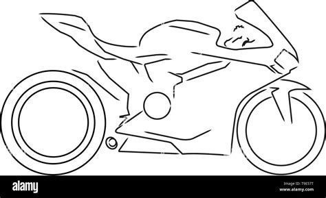 Motorcycle line drawing side view isolated on white background Stock ...