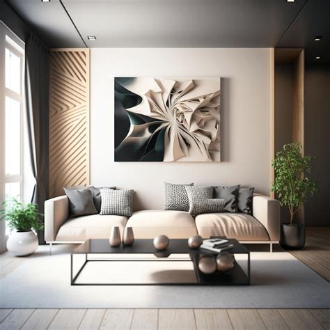 Premium AI Image | Contemporary Beige Cloth Couch Enhances Modern ...