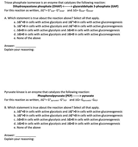 Solved Triose phosphate isomerase is an enzyme that | Chegg.com