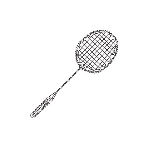 Continuous one line drawing badminton racket. Sport equipment. Vintage ...