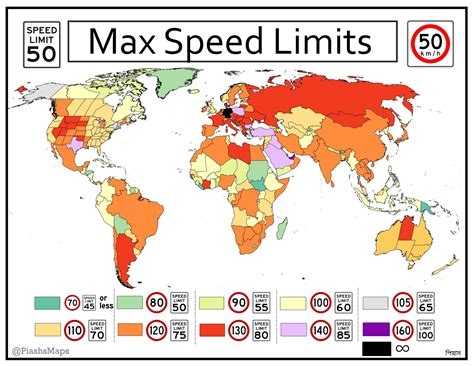 Maximum speed limits around the World - Vivid Maps