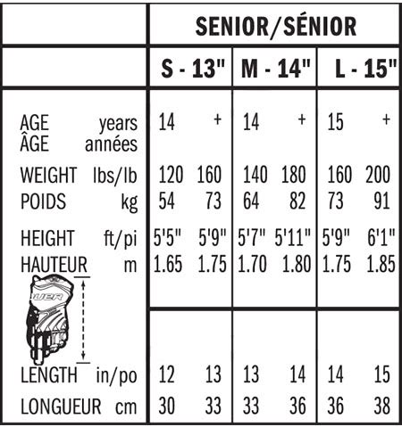 Hockey Gloves Senior Size Chart - Images Gloves and Descriptions Nightuplife.Com