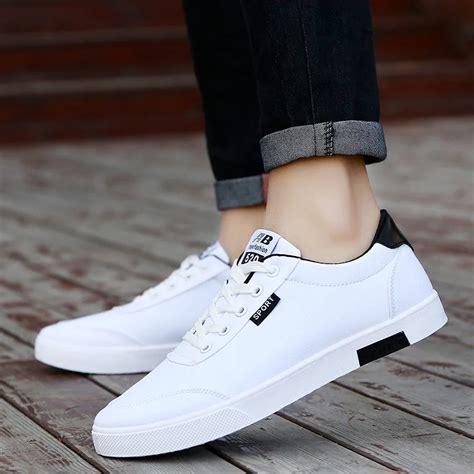 OLOMMMen Shoes 2019 New Fashion Casual Students White Board Shoes Men ...