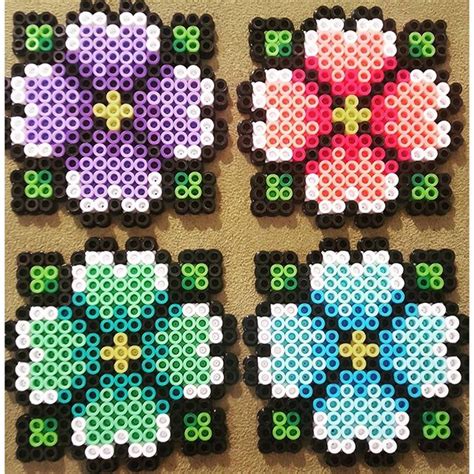 Spring coaster set perler beads by vox_popu_perls … | Diy perler beads ...