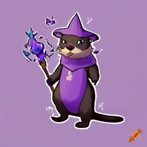 Purple otter wizard in pokémon style drawing on Craiyon