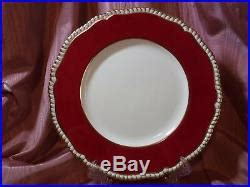 7 Spode Copeland’s Y499 Dinner Plates Red Band Gold Raised Scalloped Edge | Gold Dinner Plates