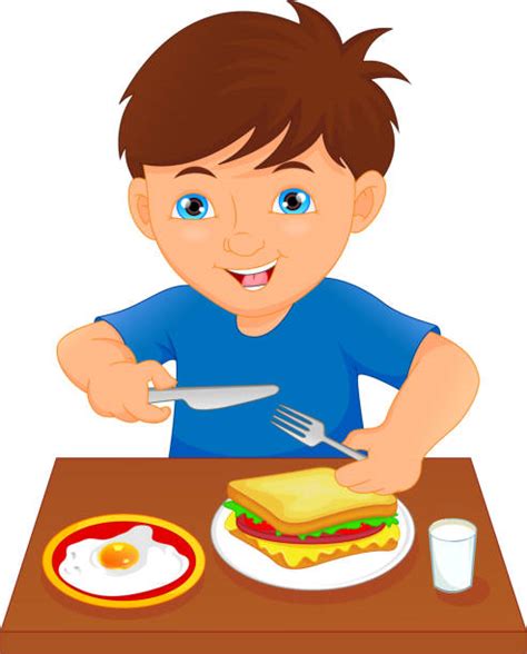 Royalty Free Boy Eating Breakfast Clip Art, Vector Images ...