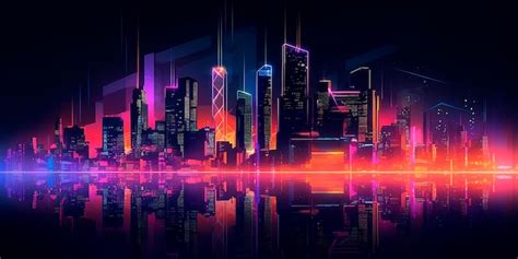 Premium AI Image | A cityscape with neon lights and a neon cityscape.